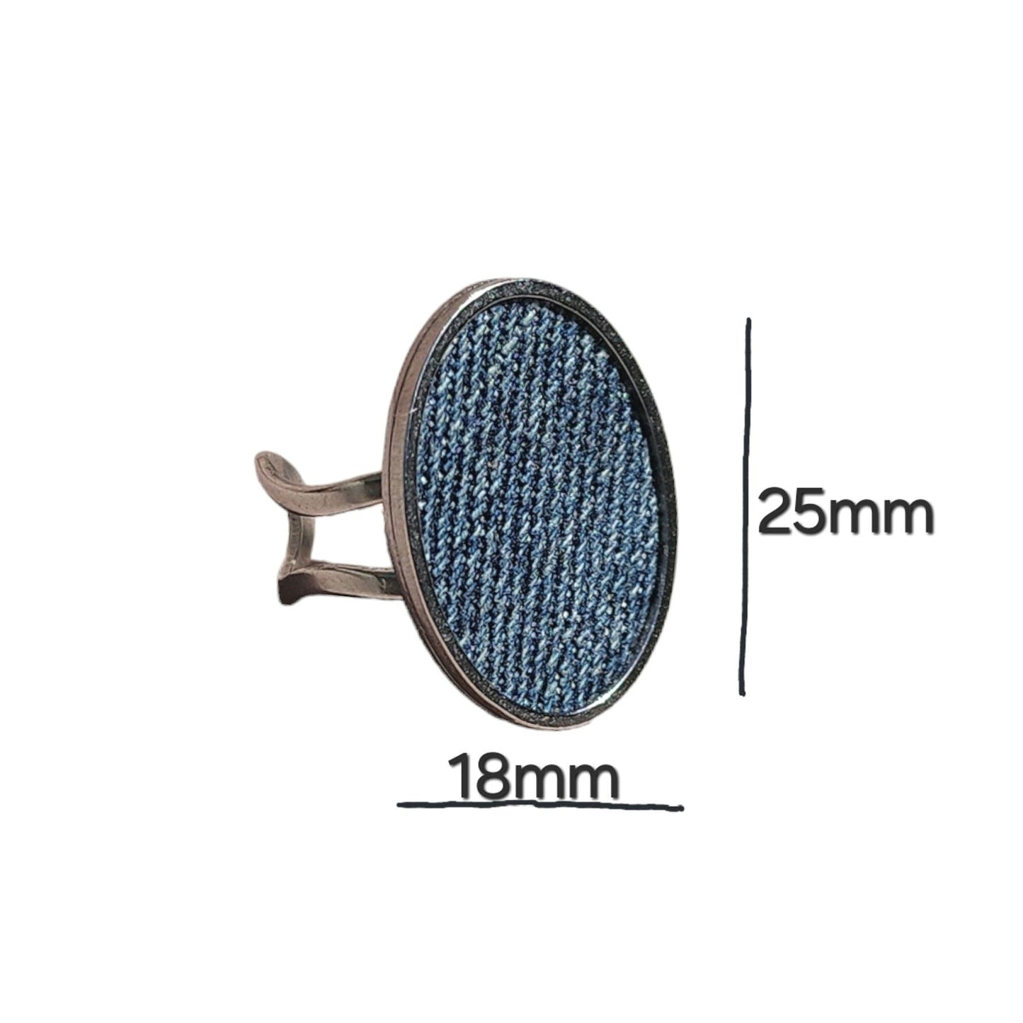 Denim Ring- Oval stainless steel silver or gold adjustable finger Jean Ring