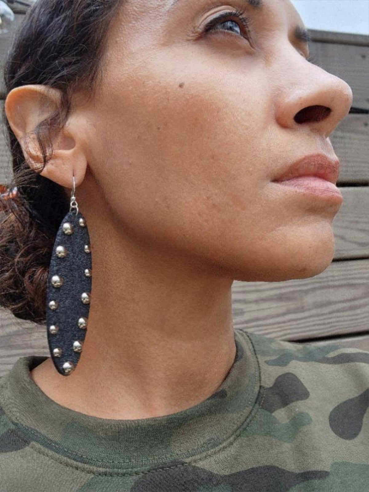 Denim Earrings- SEASONAL Oval Studded