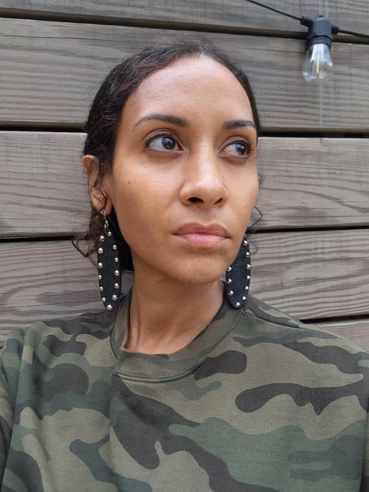 Denim Earrings- SEASONAL Oval Studded
