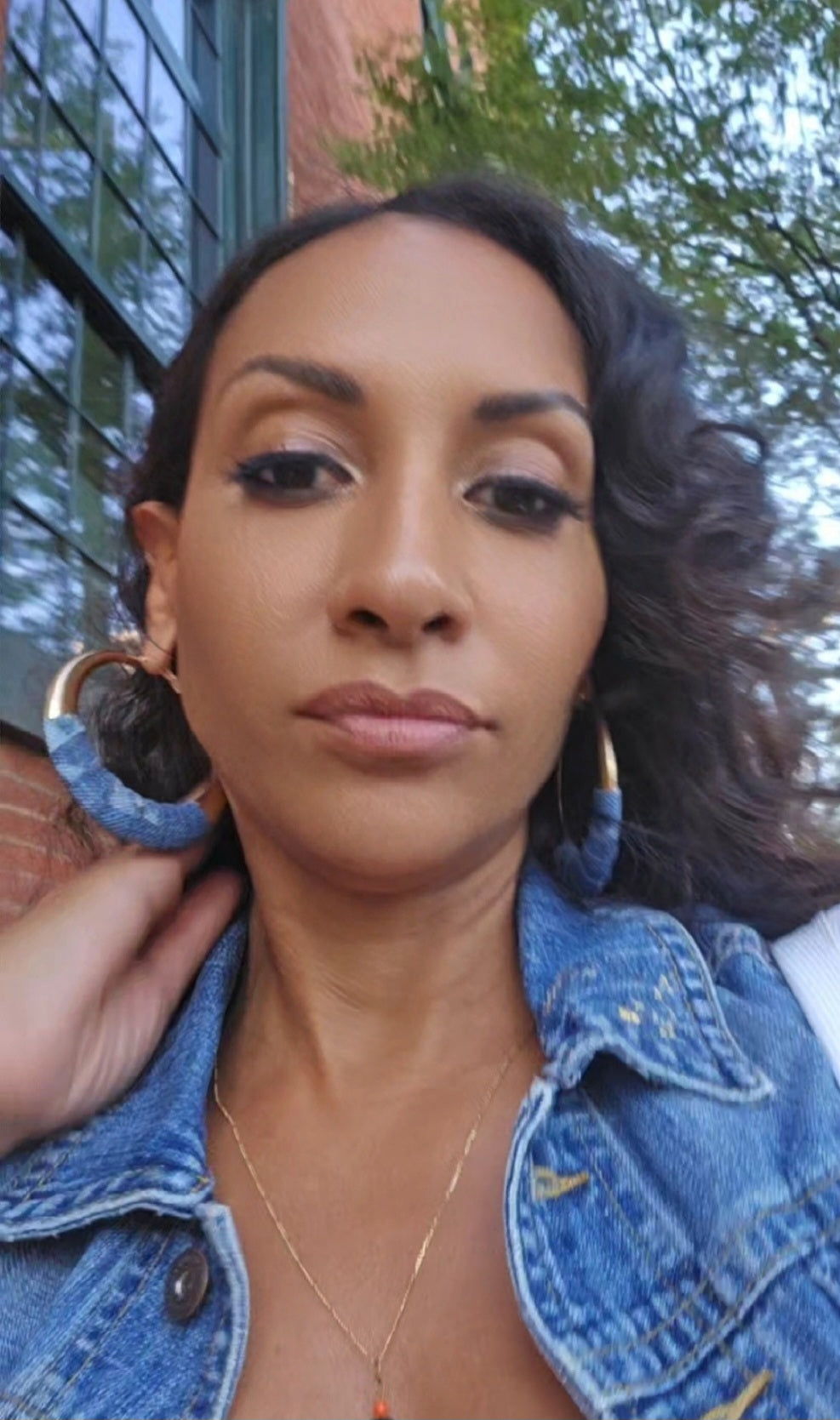 Denim Earrings- LARGE Round hoop jean earrings