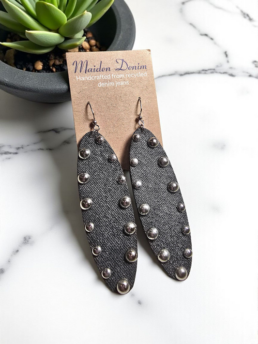 Denim Earrings- SEASONAL Oval Studded