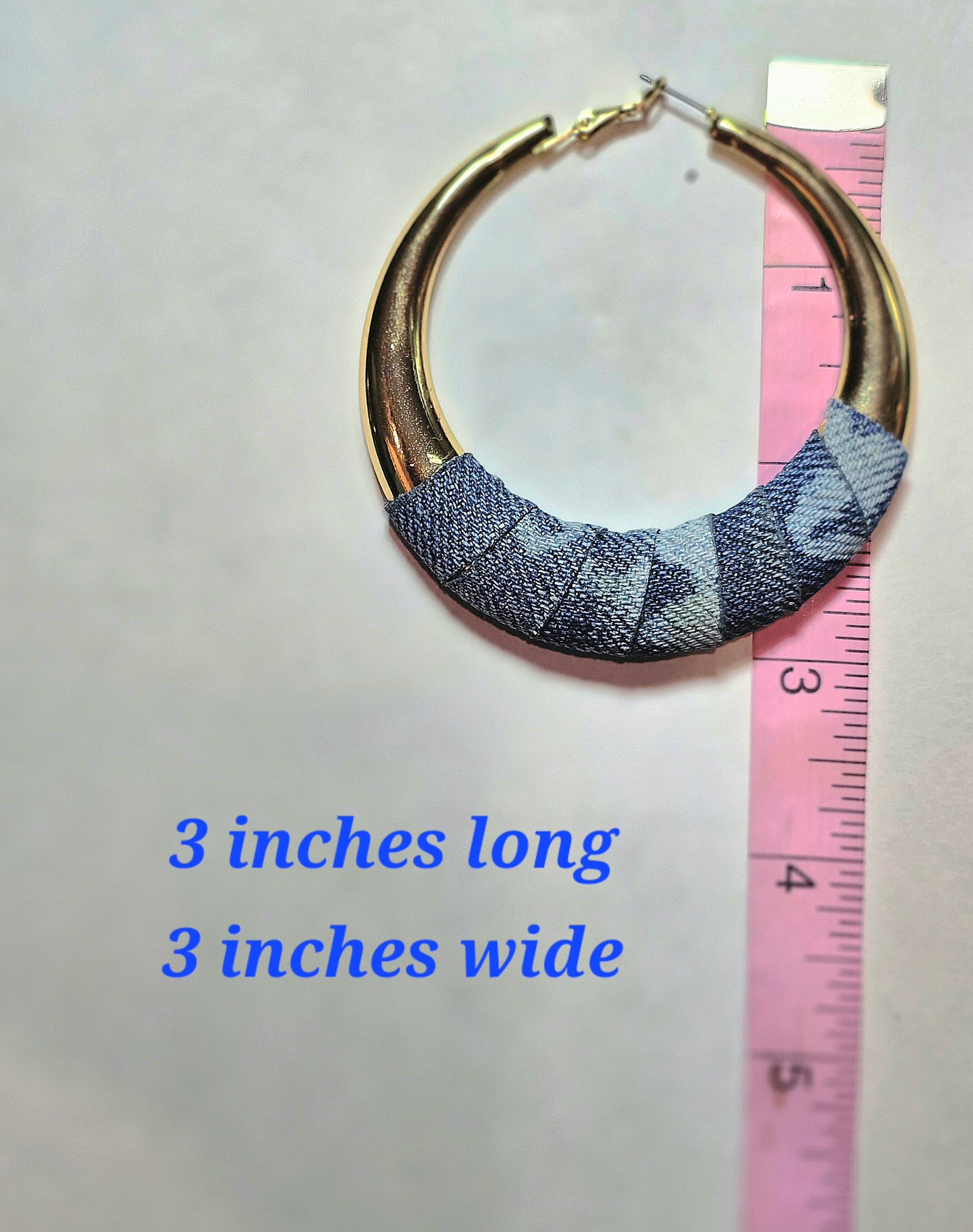 Denim Earrings- LARGE Round hoop jean earrings