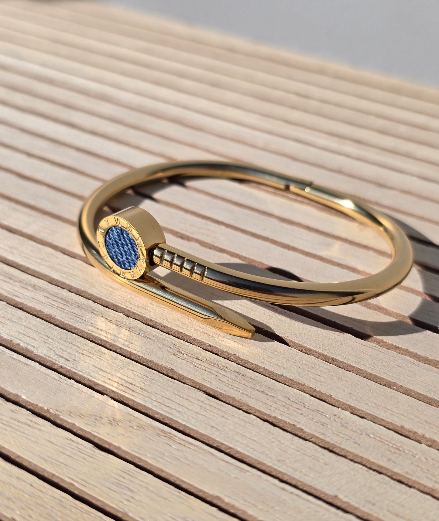 Denim Bracelet- Stainless steel 18K Gold jean nail bracelet