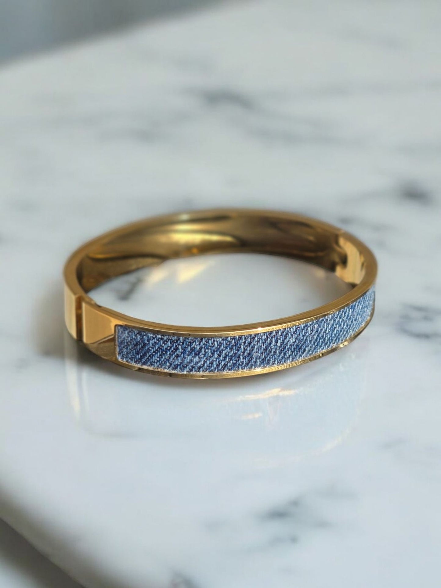 Denim Bracelet- Stainless steel 18K Gold jean cuff bracelet