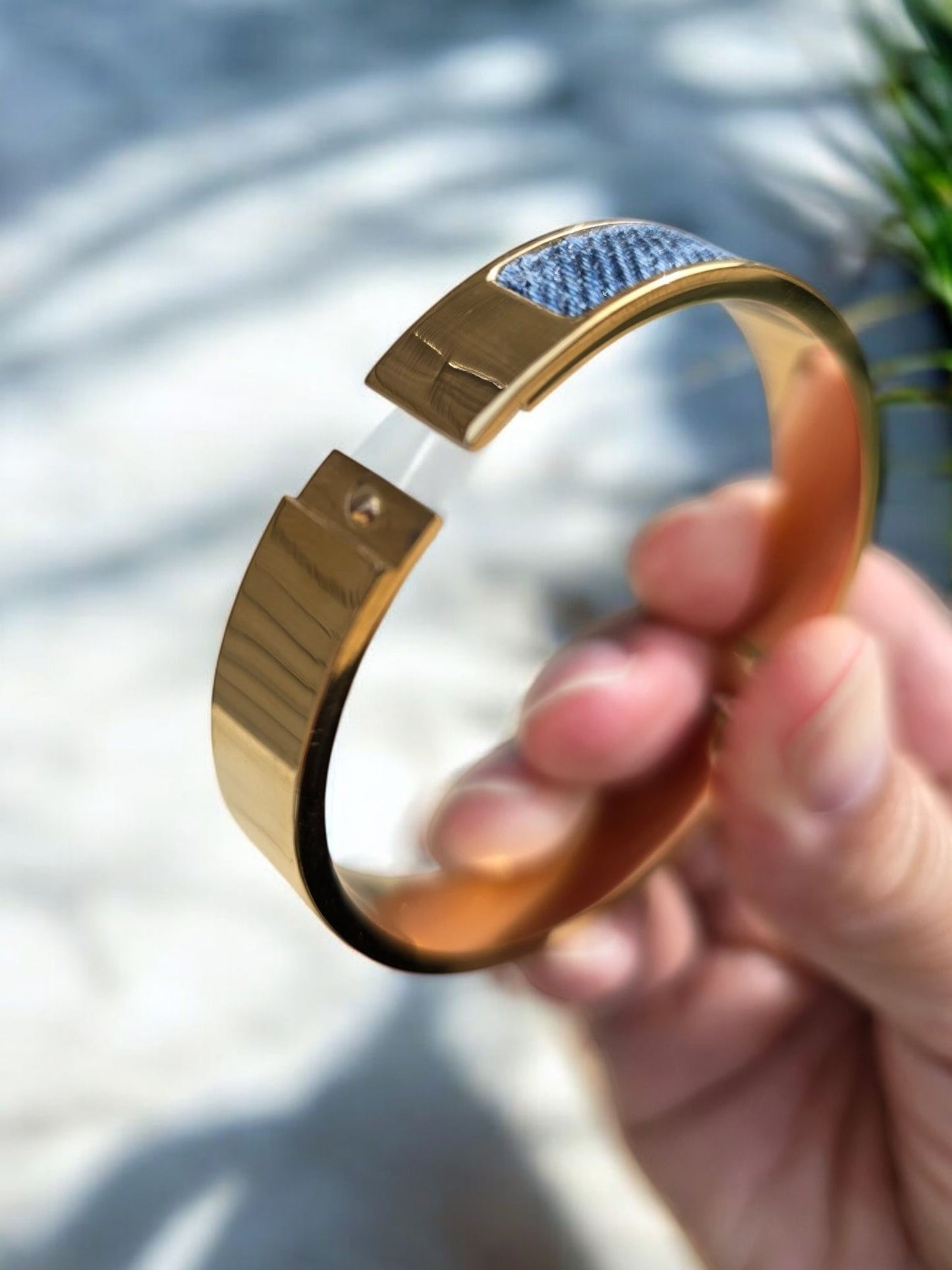 Denim Bracelet- Stainless steel 18K Gold jean cuff bracelet