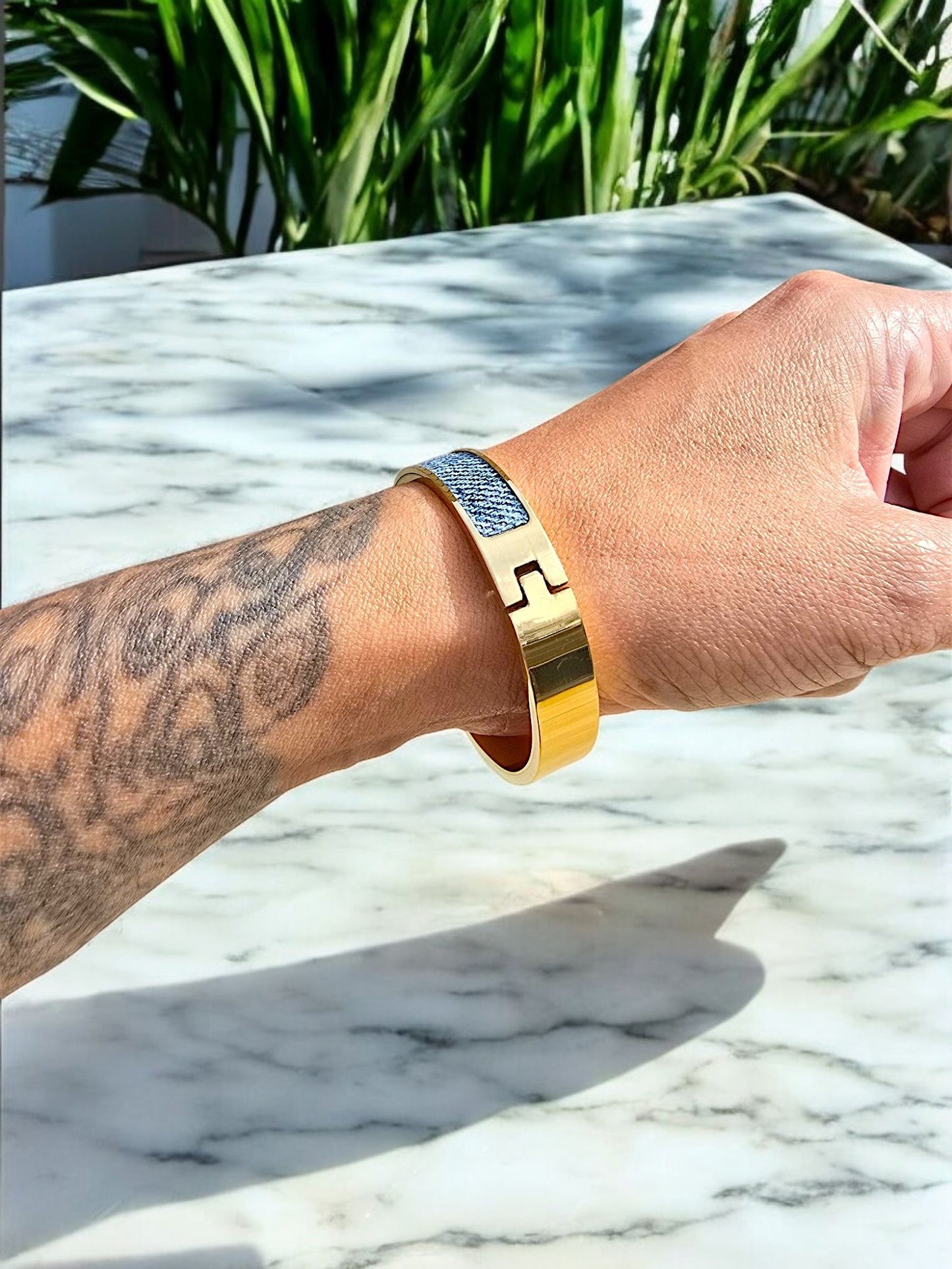 Denim Bracelet- Stainless steel 18K Gold jean cuff bracelet