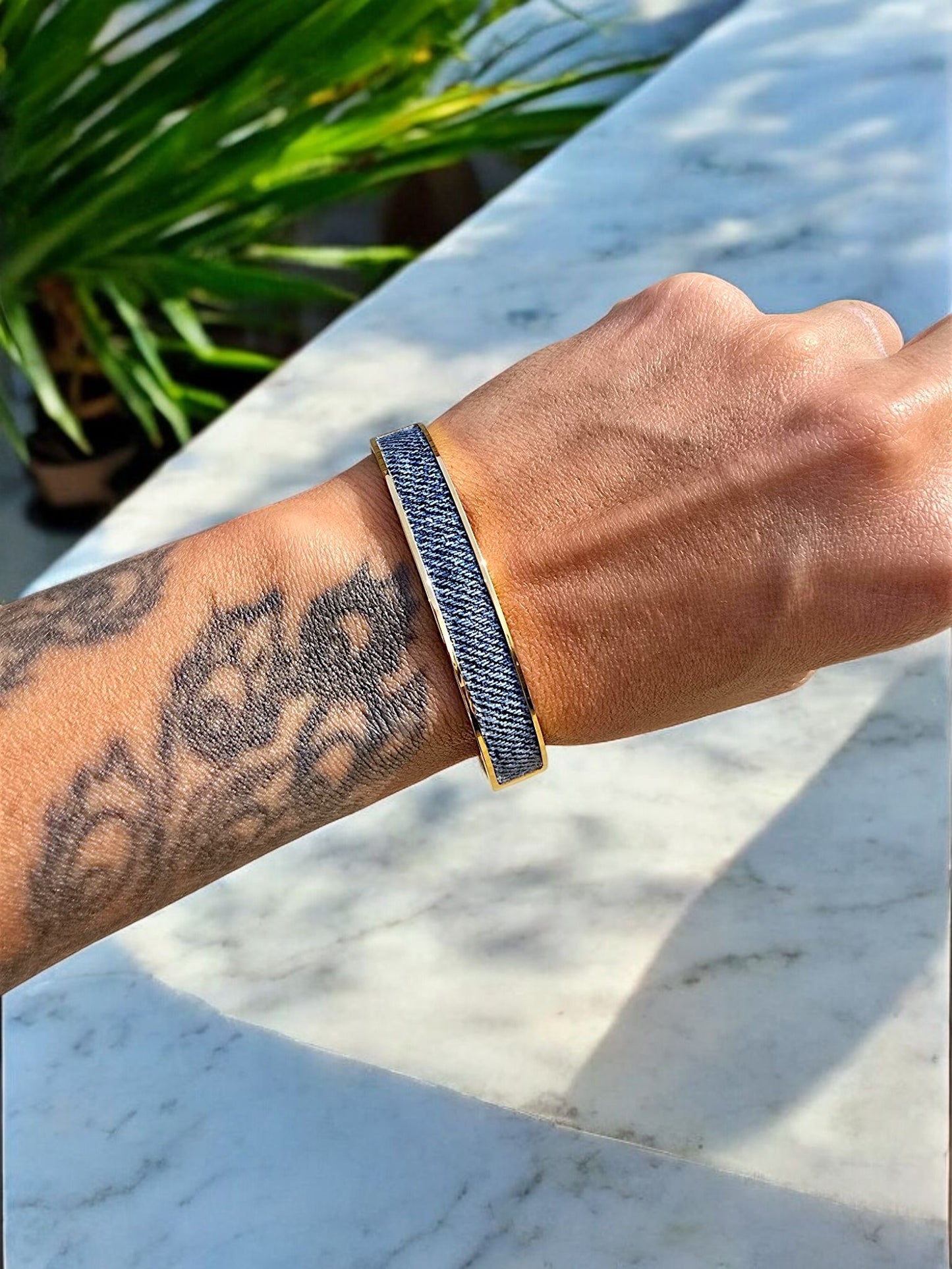 Denim Bracelet- Stainless steel 18K Gold jean cuff bracelet