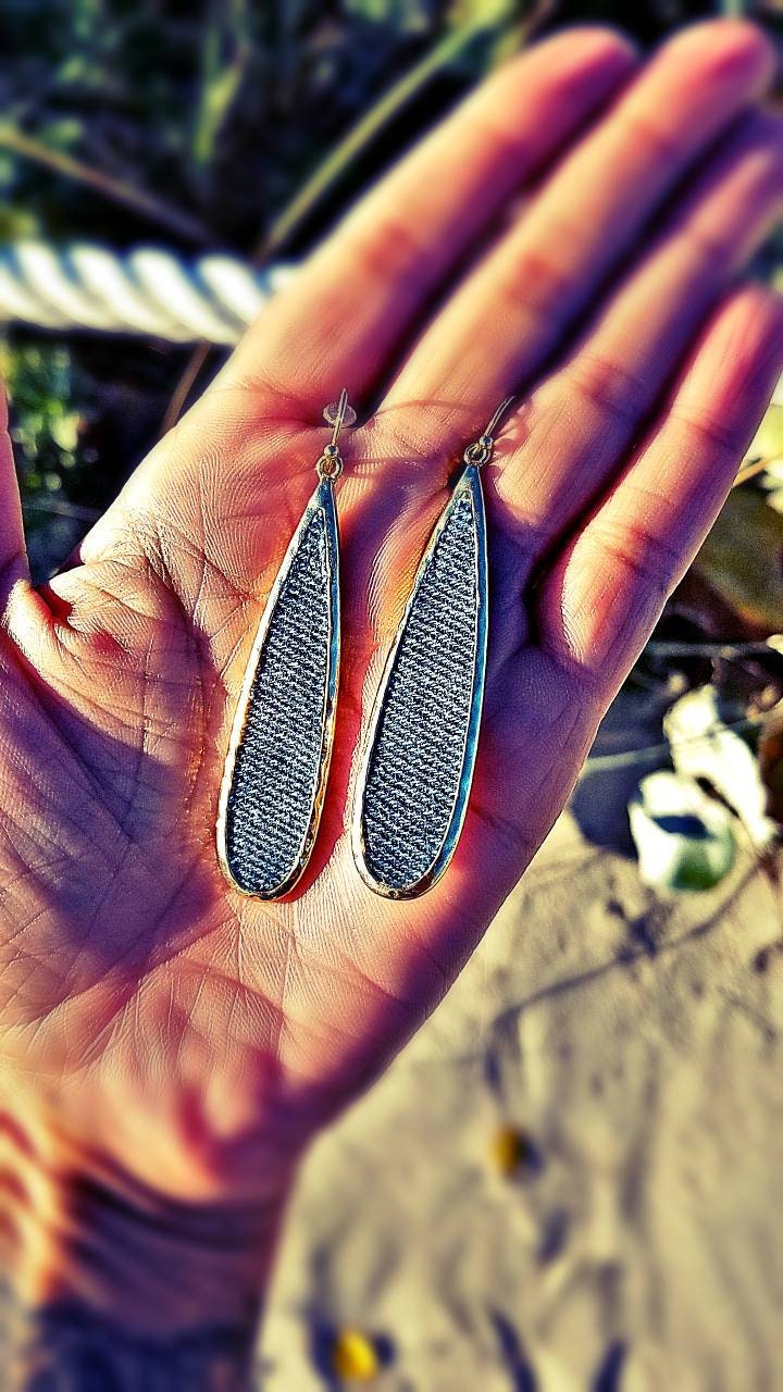 Long Gold Drop Denim Jean Earrings