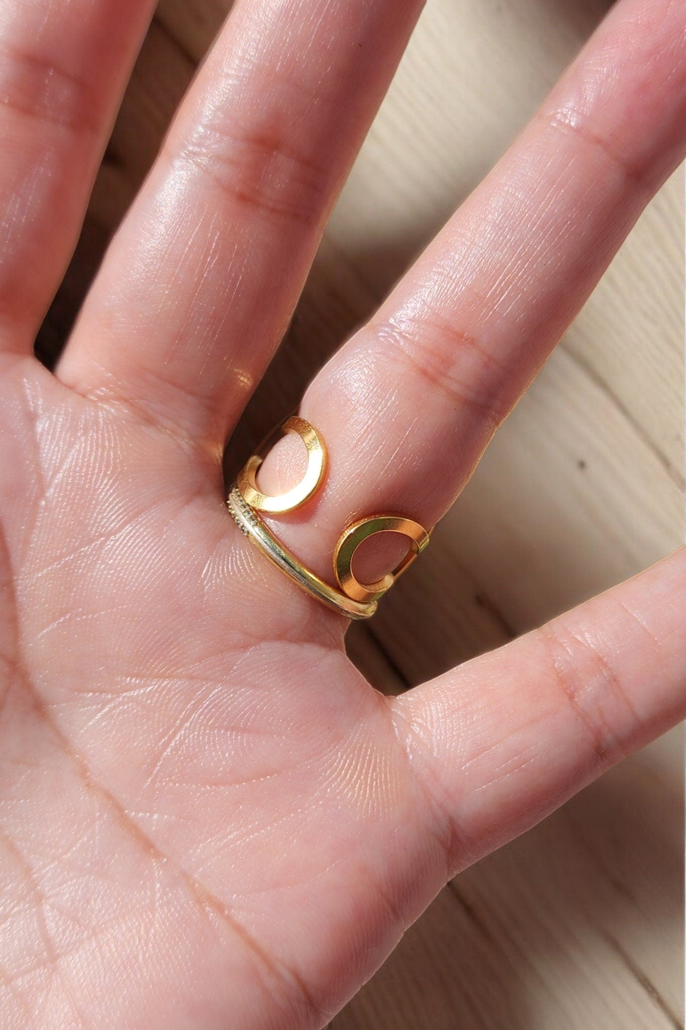 Denim Ring- Oval stainless steel silver or gold adjustable finger Jean Ring