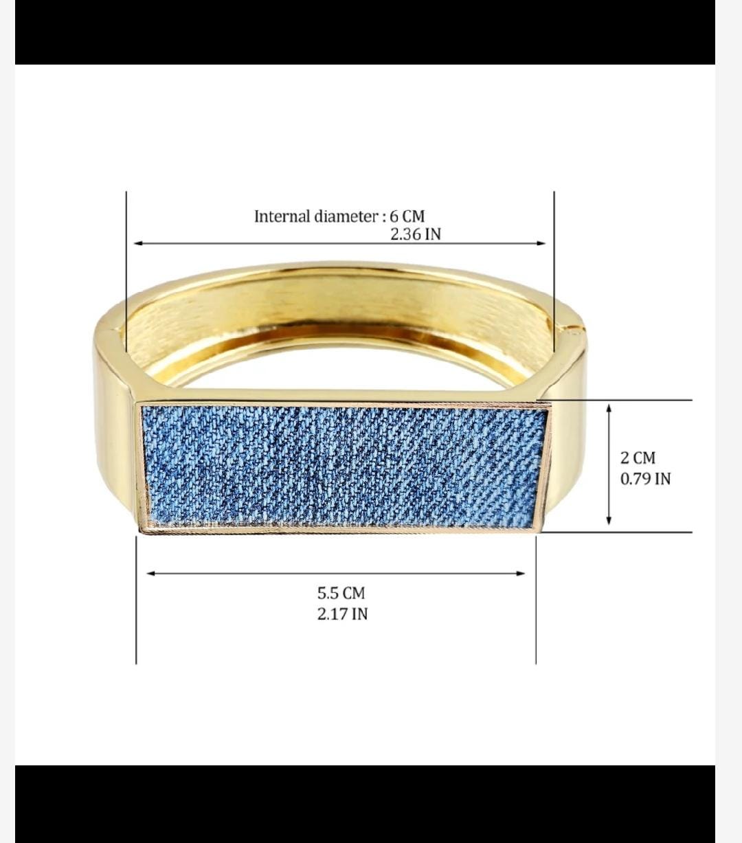 Denim Bracelet- GOLD plated rectangle jean link cuff bracelet