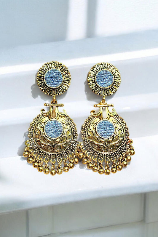 Denim Earrings- Bali Round post Beyonce Jean