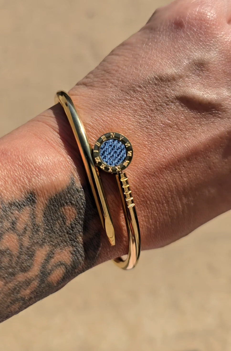 Denim Bracelet- Stainless steel 18K Gold jean nail bracelet