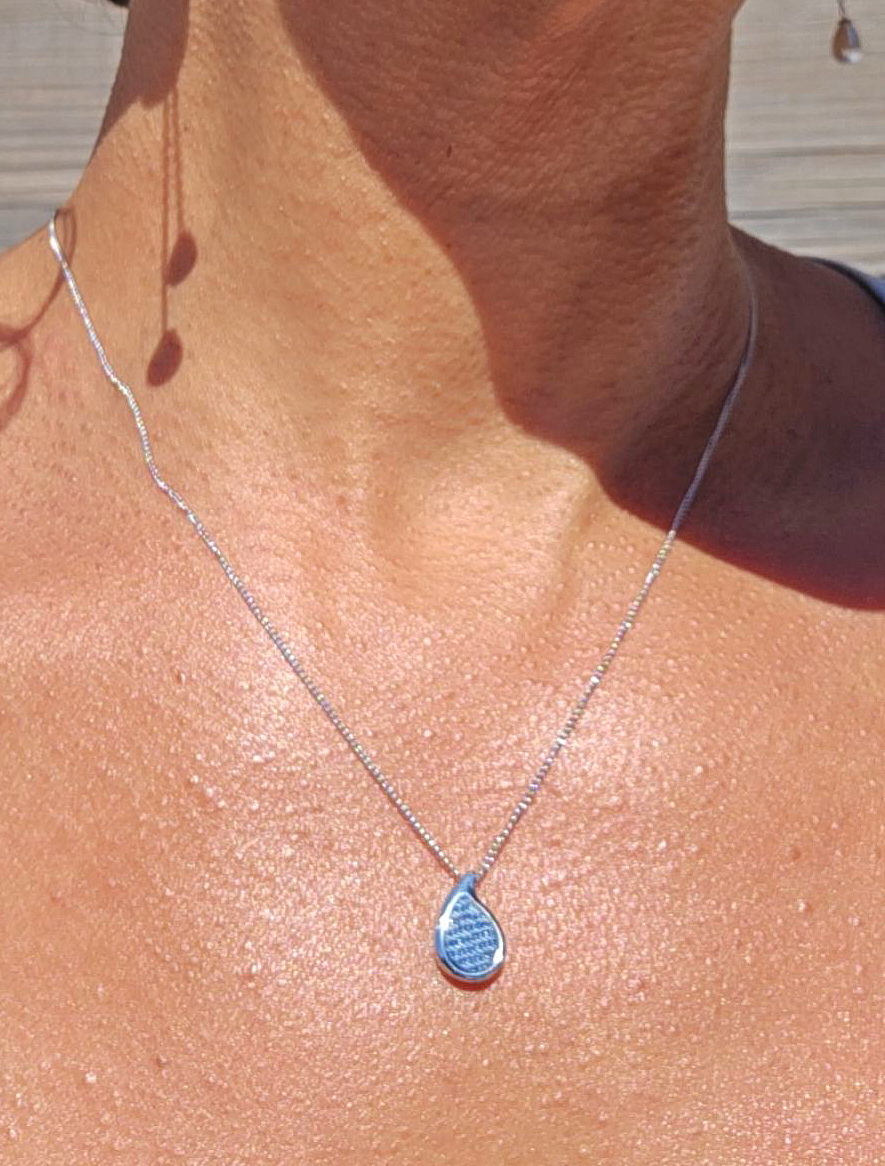 Denim Necklace- Stainless steel mini drop pendant thin chain choker